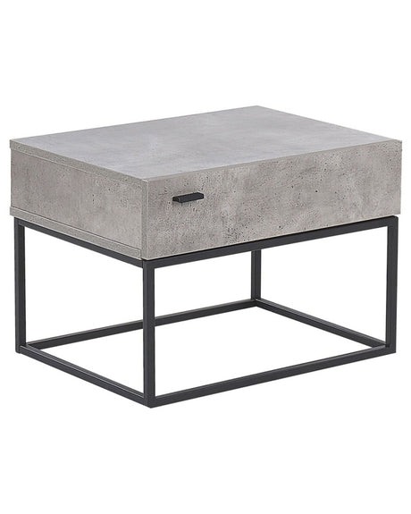 Bedside Table Grey Concrete Effect 1 Storage Drawer Black Metal Base Industrial Nightstand Beliani