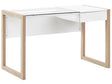 Home Desk White Wooden Drawer Storage Light Wood Glass Table Top 120 x 60 cm Minimalist Design Beliani