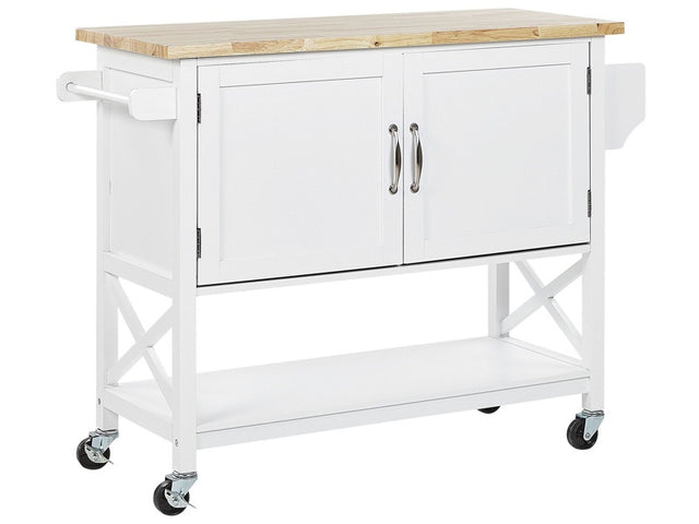 Kitchen Trolley White MDF Light Wood Top Storage Cabinet Shelf Scandinavian Beliani