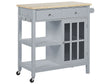 Kitchen Trolley Grey MDF Light Wood Top Storage Cabinet Shelves Drawers with Castors Scandinavian Beliani