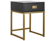 Side Table Black with Gold Metal 40 x 40 cm  Base Storage Drawer Bedside Nightstand Glamour Beliani