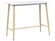 Dining Table White MDF Tabletop 90 x 50 cm Metal Wood Finish Metal Legs Minimalistic  Beliani