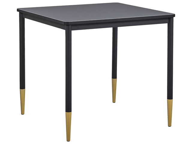 Dining Table Black MDF Tabletop 80 x 80 cm Square Kitchen Table with Metal Legs Glamour Style Beliani