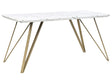 Dining Table White with Gold MDF Top Metal Legs 150 x 80 cm Marble Effect Glamour Industrial Beliani