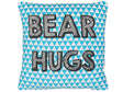 Kids Cushion Blue Cotton 40 x 40 cm Bear Hugs Print Triangle Pattern Square Shape Children Room Beliani