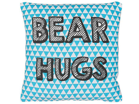 Kids Cushion Blue Cotton 40 x 40 cm Bear Hugs Print Triangle Pattern Square Shape Children Room Beliani