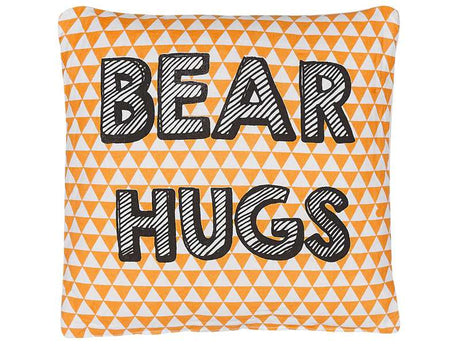 Kids Cushion Orange Cotton 40 x 40 cm Bear Hugs Print Triangle Pattern Square Shape Children Room Beliani