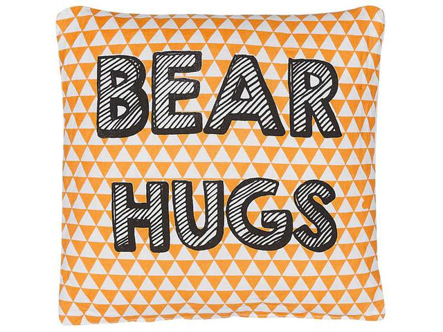 Kids Cushion Orange Cotton 40 x 40 cm Bear Hugs Print Triangle Pattern Square Shape Children Room Beliani