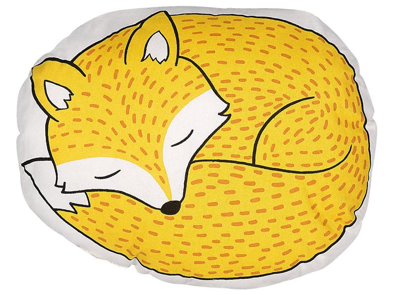 Kids Cushion Yellow Fabric Fox Shaped Pillow with Filling Soft Children's Toy Beliani