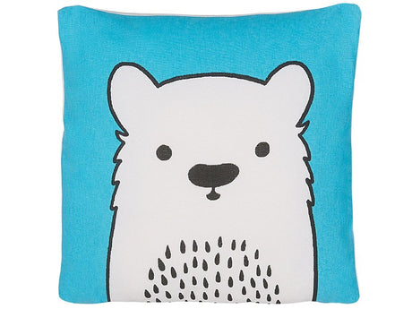 Kids Cushion Blue Fabric Bear Image Pillow with Filling Soft Children's Toy Beliani