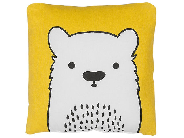 Kids Cushion Yellow Fabric Bear Image Pillow with Filling Soft Children's Toy Beliani