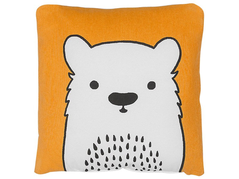 Kids Cushion Orange Fabric Bear Image Pillow with Filling Soft Children's Toy Beliani