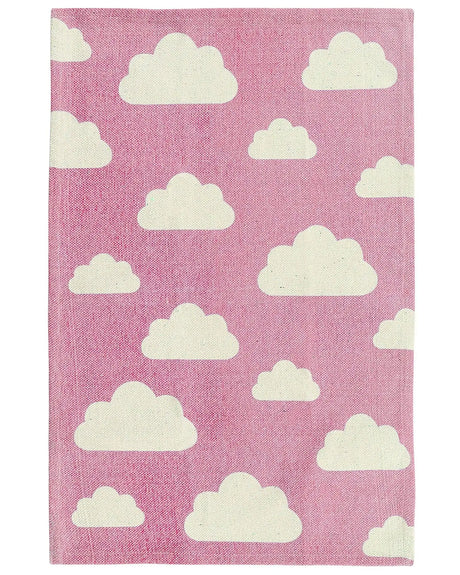 Area Rug Pink Cloud Print 60 x 90 cm Low Pile Runner for Children Playroom  Beliani