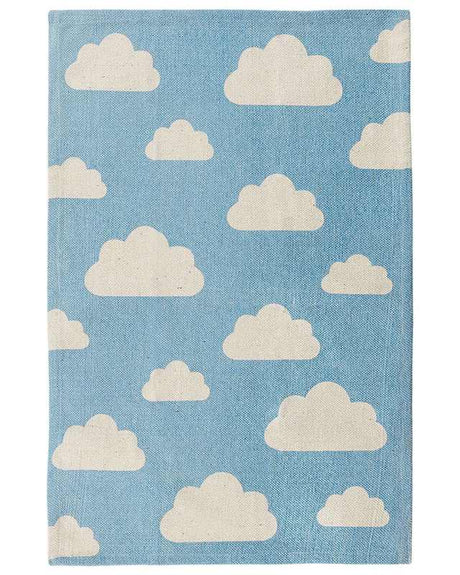 Area Rug Blue Cloud Print 60 x 90 cm Low Pile Runner for Children Playroom  Beliani