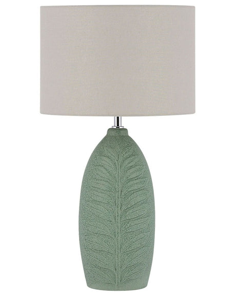 Bedside Table Lamp Green and Grey Ceramic 59 cm Leaf Pattern Modern Scandinavian Beliani