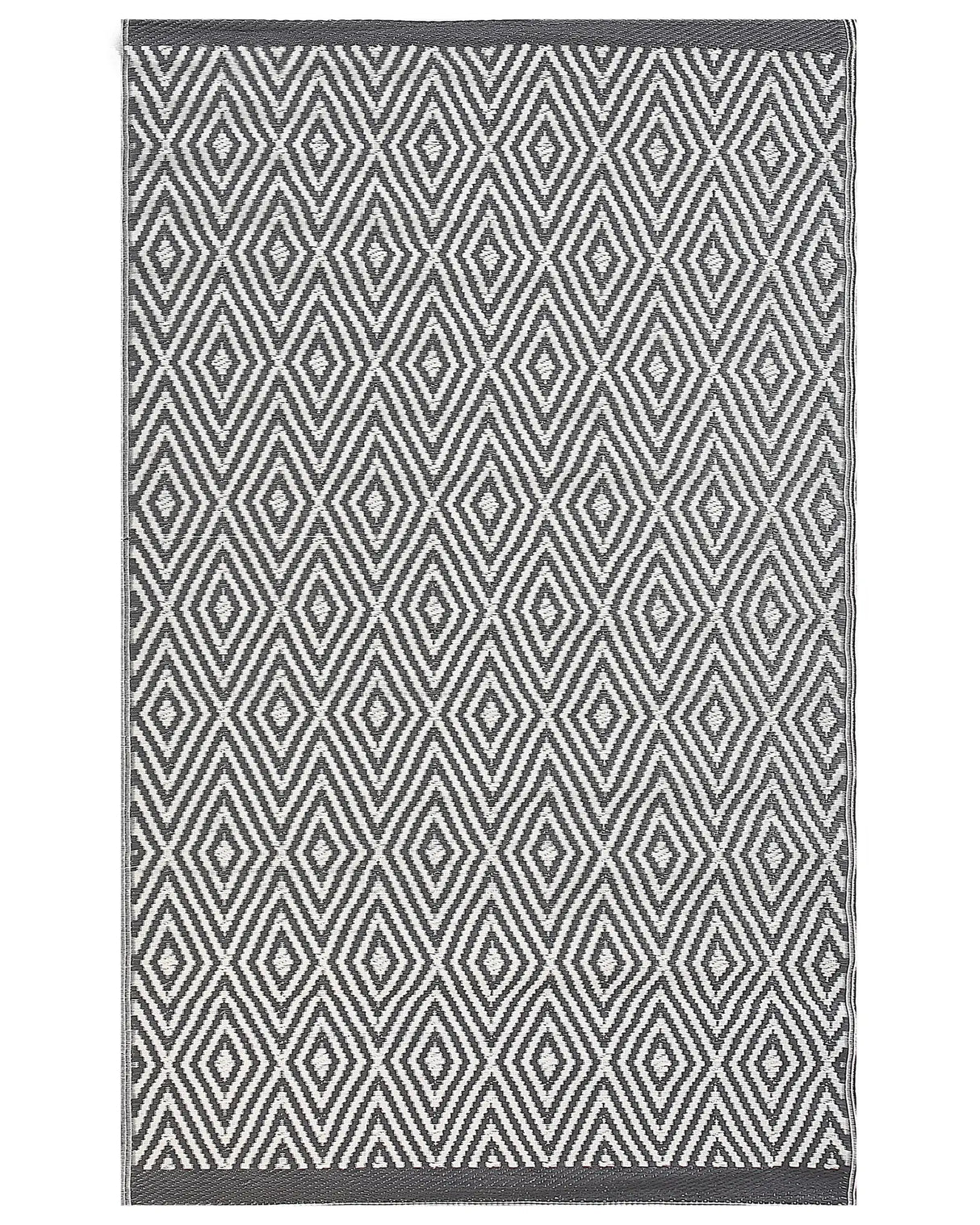 Outdoor Area Rug Grey Synthetic Material 120 x 180 cm Recycled Geometric Pattern Indoor Decorations Beliani