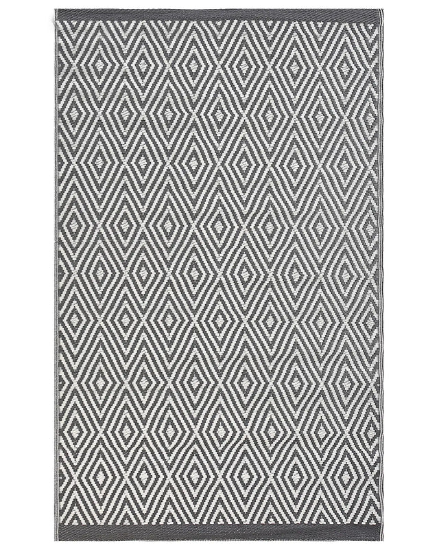 Outdoor Area Rug Grey Synthetic Material 120 x 180 cm Recycled Geometric Pattern Indoor Decorations Beliani