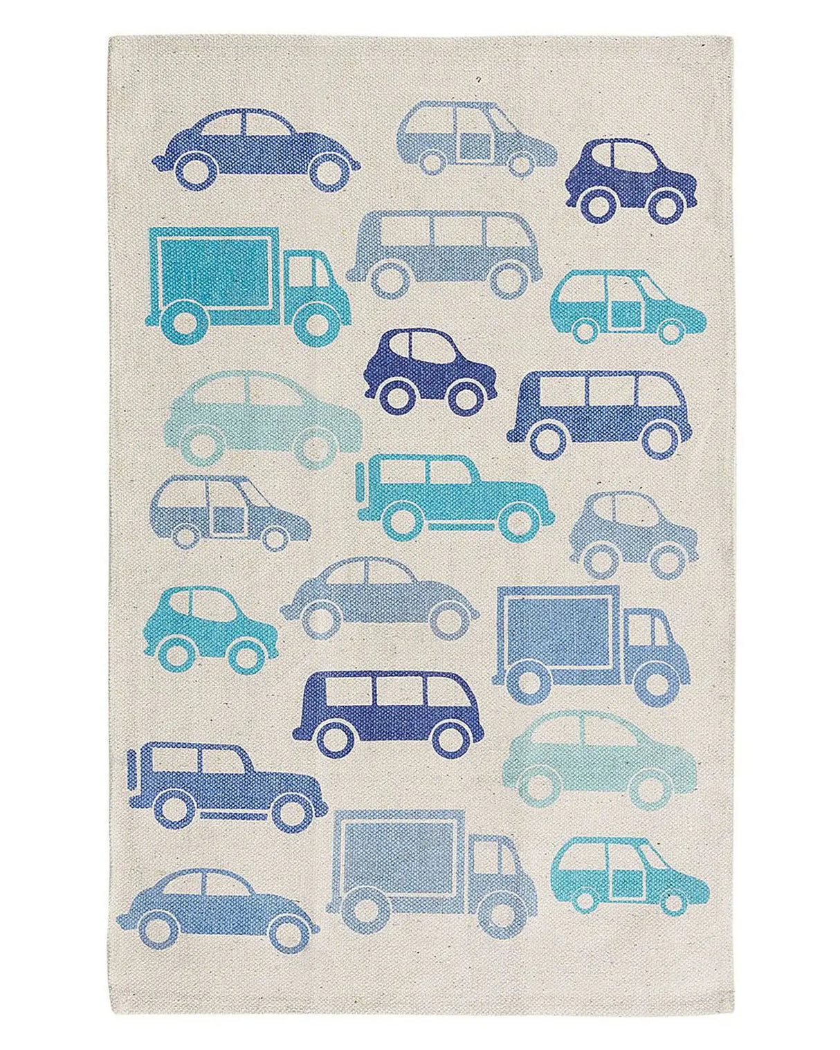 Kids Rug Blue and White Cotton Fabric 60 x 90 cm Car Pattern Rectangular Nursery Decorations Beliani
