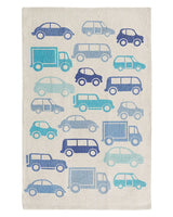 Kids Rug Blue and White Cotton Fabric 60 x 90 cm Car Pattern Rectangular Nursery Decorations Beliani