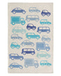 Kids Rug Blue and White Cotton Fabric 60 x 90 cm Car Pattern Rectangular Nursery Decorations Beliani