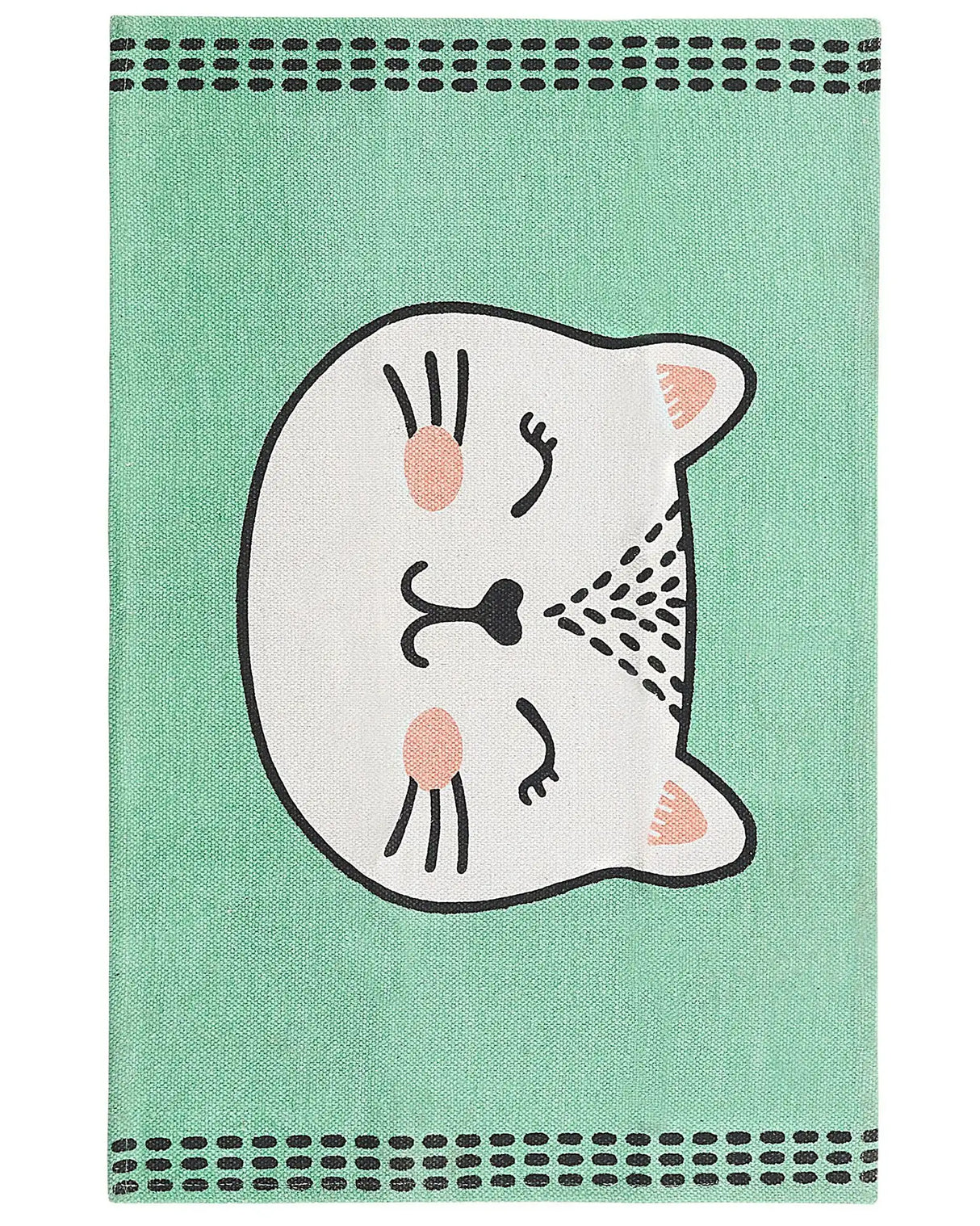 Area Rug Green Cat Print Cotton Fabric 60 x 90 cm Small Decoration for Nursery Children Beliani