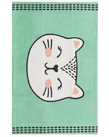 Area Rug Green Cat Print Cotton Fabric 60 x 90 cm Small Decoration for Nursery Children Beliani