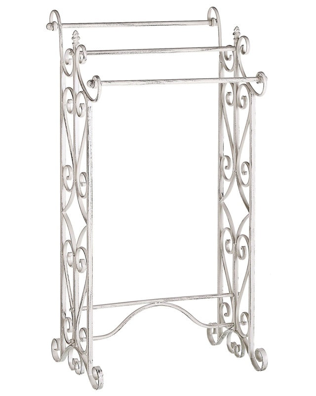 Towel Stand White Purposefully Distressed Old Looking Freestanding Rack Bathroom Vintage Classical Beliani