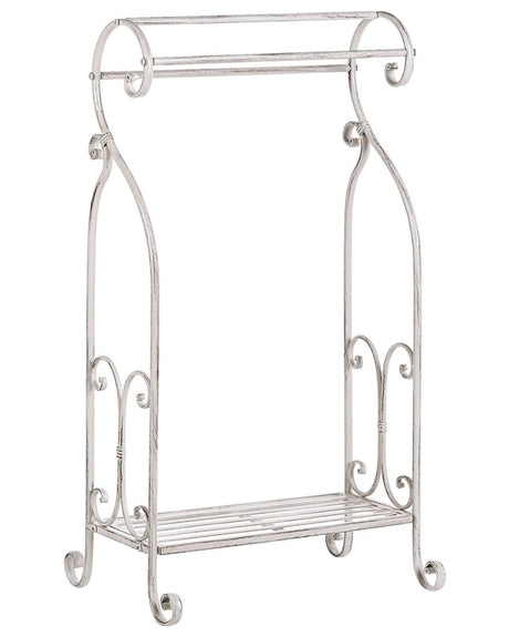 Towel Stand Bathroom Rack Vintage White Stressed Freestanding Old Looking Retro Classic  Beliani