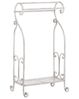 Towel Stand Bathroom Rack Vintage White Stressed Freestanding Old Looking Retro Classic  Beliani