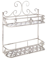 Bathroom Wall Shelf White Metal 52 x 42 cm Distressed Effect Floating Single Shelf Vintage Style Beliani