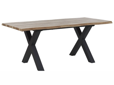 Extending Dining Table Dark Wood MDF Butterfly Tabletop 140/180 x 90 cm  4-6 Seat Minimalist Table Beliani
