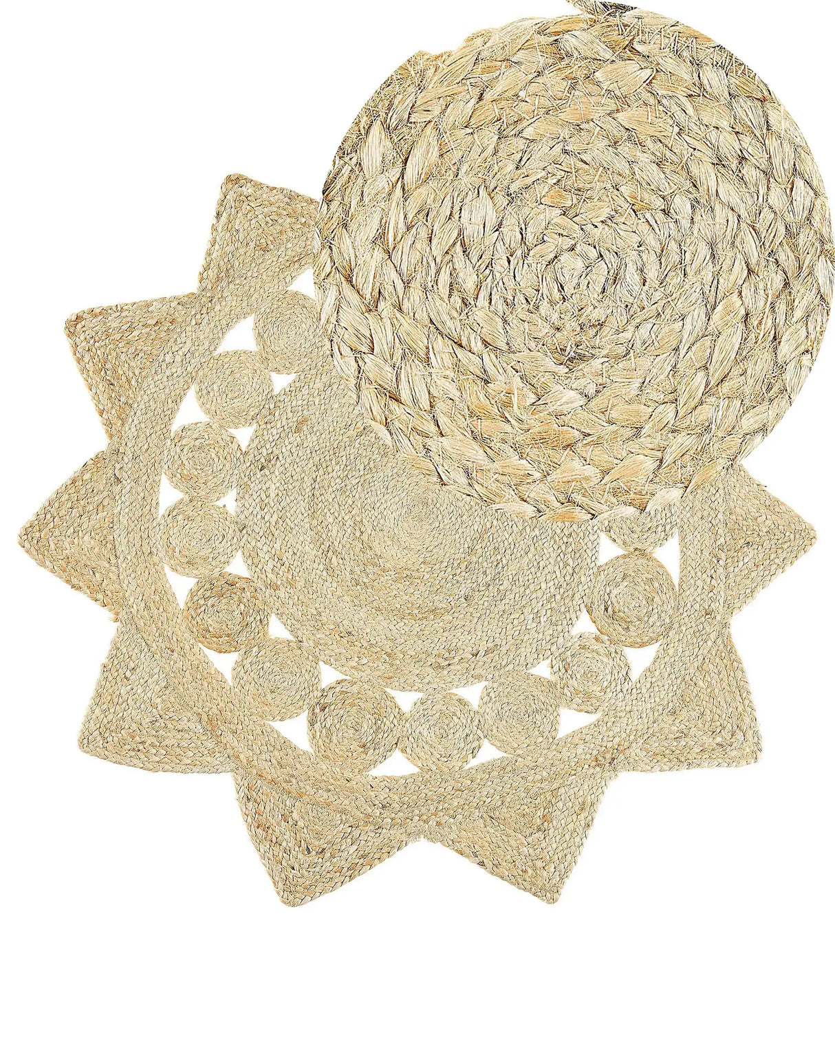 Area Rug Beige Jute Round Country Living Room  120 cm Beliani