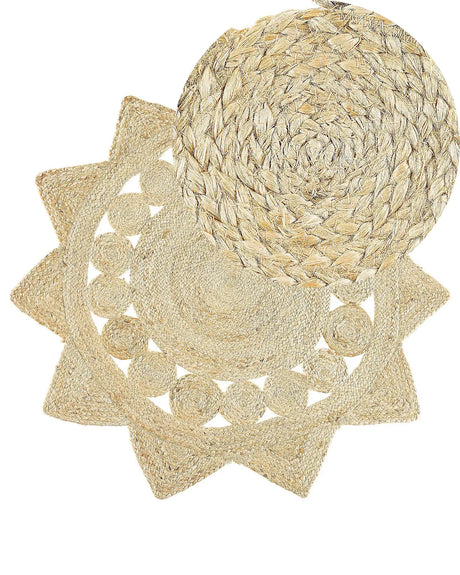 Area Rug Beige Jute Round Country Living Room  120 cm Beliani