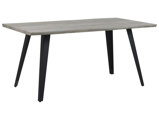 Dining Table Grey Wood Tabletop 160 x 90 cm Black Metal Legs Kitchen Beliani