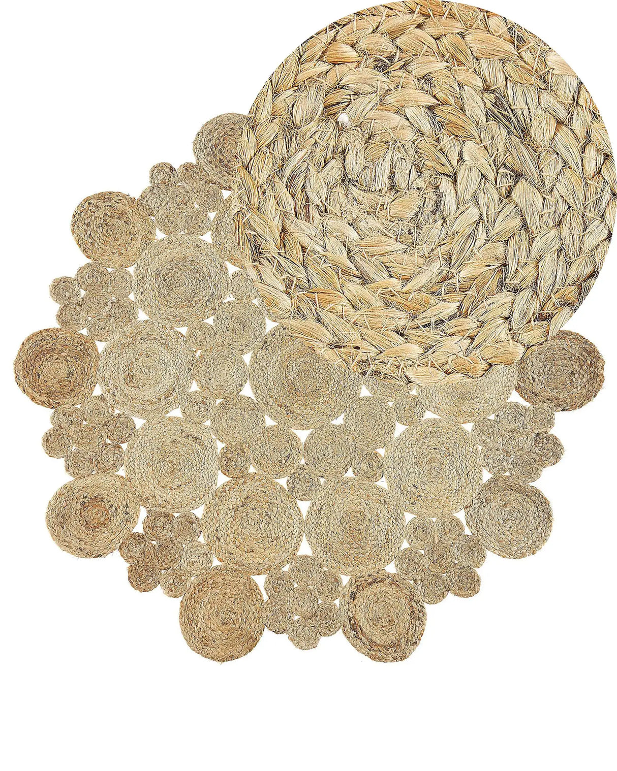 Area Rug Beige Jute Round Country Living Room  135 cm Beliani