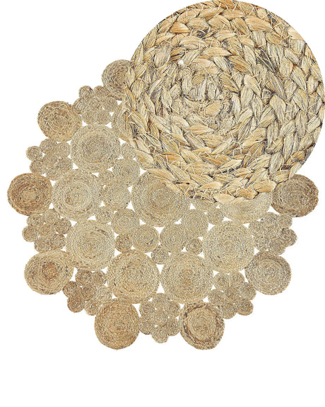 Area Rug Beige Jute Round Country Living Room  135 cm Beliani