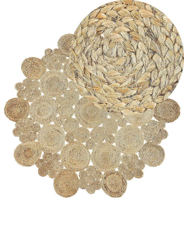 Area Rug Beige Jute Round Country Living Room  135 cm Beliani