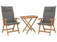 Garden Bistro Set Acacia Wood Table 2 Chairs with Graphite Grey Cushions UV Resistant Foldable Beliani