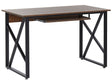 Home Desk Dark Wood Top Black Metal Steel Frame with Keyboard Tray 120 x 60 cm Industrial Beliani