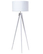 Floor Lamp White Polycotton 156H cm White Metal Tripod Legs Drum Shade Modern Beliani