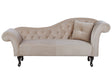 Chaise Lounge Beige Velvet Upholstery Right Hand Chesterfield Button Tufting Beige Retro Beliani