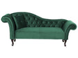 Chaise Lounge Dark Green Velvet Button Tufted Upholstery Left Hand with Cushion Beliani