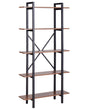 Bookcase Dark Wood Black Metal Steel Frame 5 Tier Open Back Adjustable Feet Industrial Beliani