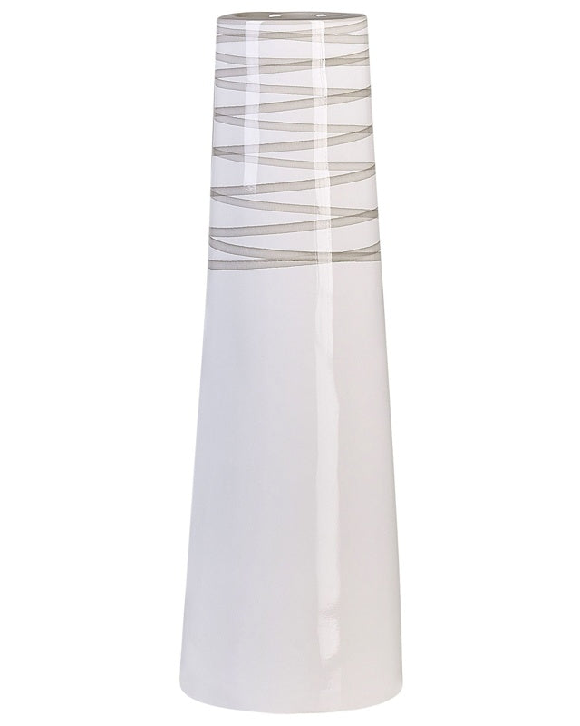 Decorative Vase White Terracotta Elegant Modern Beliani