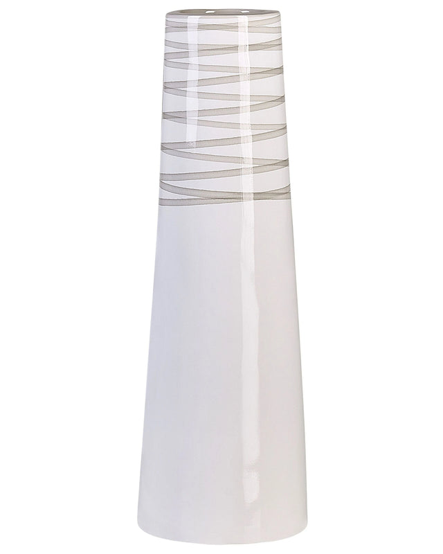 Decorative Vase White Terracotta Elegant Modern Beliani