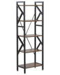 Bookcase Dark Wood Black Metal Steel Frame 5 Tier Open Back Adjustable Feet Industrial Beliani