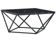 Coffee Table Black Tabletop Metal Base Manufactured Wood Marble Finish  80 cm Glamorous Design Beliani