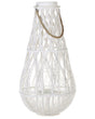 Lantern White Bamboo Wood and Glass 75 cm Indoor Outdoor Scandinavian Beliani