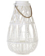 Lantern White Bamboo Wood and Glass 56 cm Indoor Outdoor Scandinavian Beliani