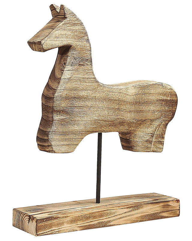 Decorative Figurine Light Paulownia Wood Stand Horse-Shaped Modern Beliani